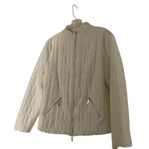 CAROLE LITTLE white silk puffer. Size L.